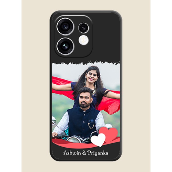Pin Color Love Shaped Ribbon Design with Text On Space Black Custom Soft Matte Mobile Back Cover - Oppo Reno 16 5G Pin Color Love Shaped Ribbon Design with Text On Space Black Custom Soft Matte Mobile Back Cover - Oppo Reno 16 5G