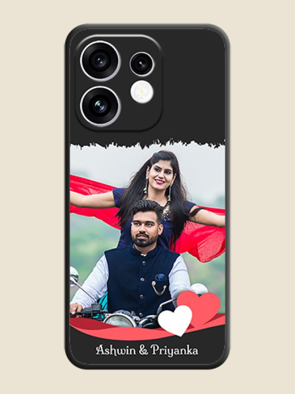 Pin Color Love Shaped Ribbon Design with Text On Space Black Custom Soft Matte Mobile Back Cover - Oppo Reno 16 5G