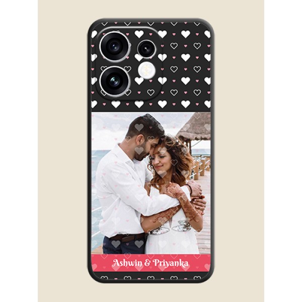 White Color Love Symbols with Text Design on Photo On Space Black Custom Soft Matte Mobile Back Cover - Oppo Reno 16 5G White Color Love Symbols with Text Design on Photo On Space Black Custom Soft Matte Mobile Back Cover - Oppo Reno 16 5G