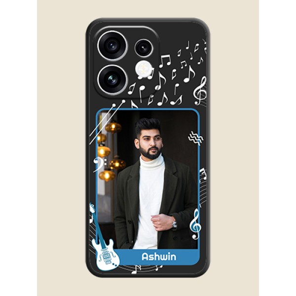 Musical Theme Design with Text on Photo On Space Black Custom Soft Matte Mobile Back Cover - Oppo Reno 16 5G Musical Theme Design with Text on Photo On Space Black Custom Soft Matte Mobile Back Cover - Oppo Reno 16 5G