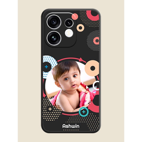 Multicoloured Round Image On Space Black Custom Soft Matte Mobile Back Cover - Oppo Reno 16 5G Multicoloured Round Image On Space Black Custom Soft Matte Mobile Back Cover - Oppo Reno 16 5G