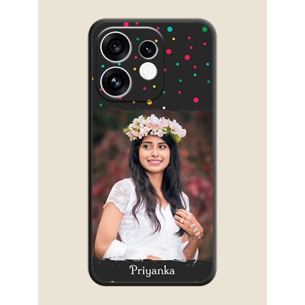 Multicolor Dotted Pattern with Text On Space Black Custom Soft Matte Mobile Back Cover - Oppo Reno 16 5G