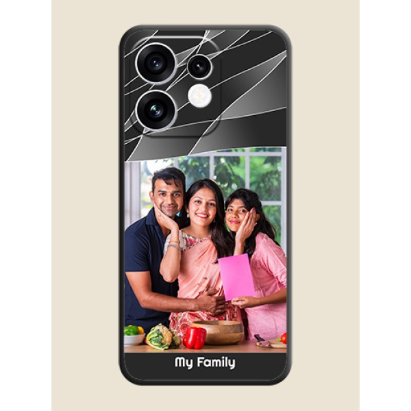 Mixed Wave Lines on Photo On Space Black Custom Soft Matte Mobile Back Cover - Oppo Reno 16 5G