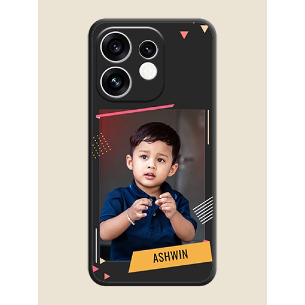 Photo Frame with Triangle Small Dots on Photo On Space Black Custom Soft Matte Mobile Back Cover - Oppo Reno 16 5G Photo Frame with Triangle Small Dots on Photo On Space Black Custom Soft Matte Mobile Back Cover - Oppo Reno 16 5G