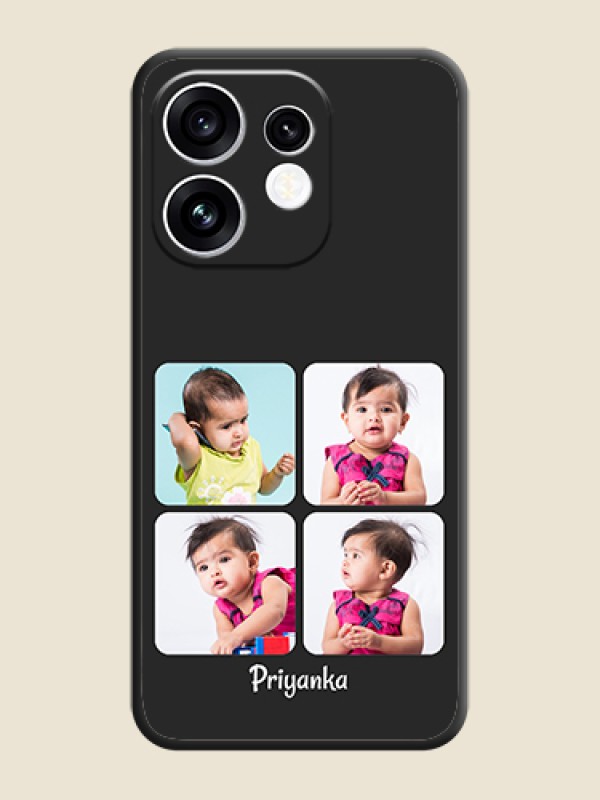 Floral Art with 6 Image Holder on Photo On Space Black Custom Soft Matte Mobile Back Cover - Oppo Reno 16 5G