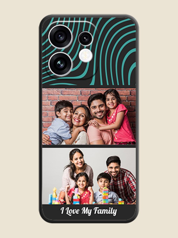Wave Pattern with 2 Image Holder On Space Black Custom Soft Matte Mobile Back Cover - Oppo Reno 16 5G