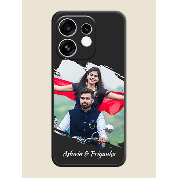Grunge Brush Strokes on Photo On Space Black Custom Soft Matte Mobile Back Cover - Oppo Reno 16 5G Grunge Brush Strokes on Photo On Space Black Custom Soft Matte Mobile Back Cover - Oppo Reno 16 5G