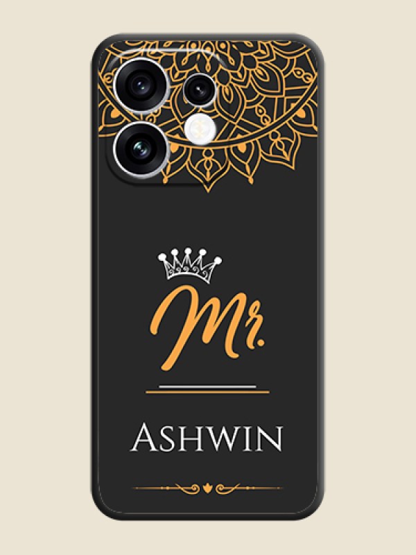 Mr Name with Floral Design On Space Black Custom Soft Matte Mobile Back Cover - Oppo Reno 16 5G