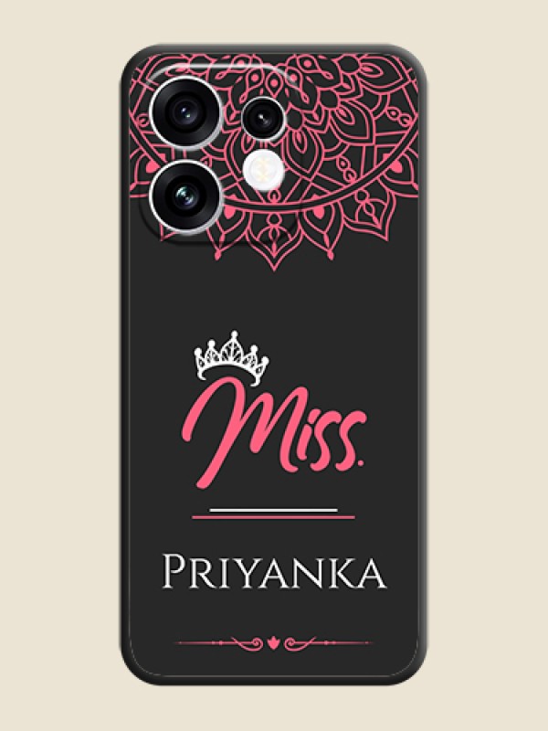 Mrs Name with Floral Design On Space Black Custom Soft Matte Mobile Back Cover - Oppo Reno 16 5G