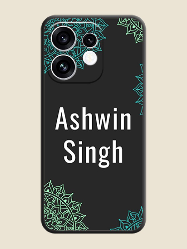 Your Name with Floral Design On Space Black Custom Soft Matte Mobile Back Cover - Oppo Reno 16 5G