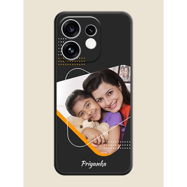 Yellow Triangle on Photo On Space Black Custom Soft Matte Mobile Back Cover - Oppo Reno 16 5G
