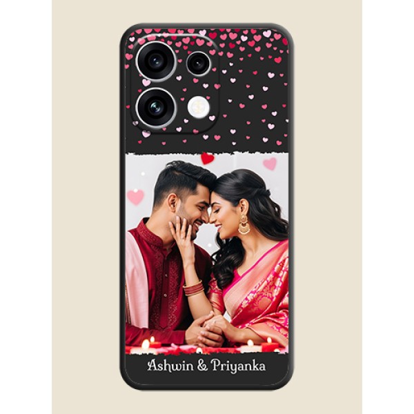 Fall in Love with Your Partner on Photo On Space Black Custom Soft Matte Mobile Back Cover - Oppo Reno 16C 5G Fall in Love with Your Partner on Photo On Space Black Custom Soft Matte Mobile Back Cover - Oppo Reno 16C 5G