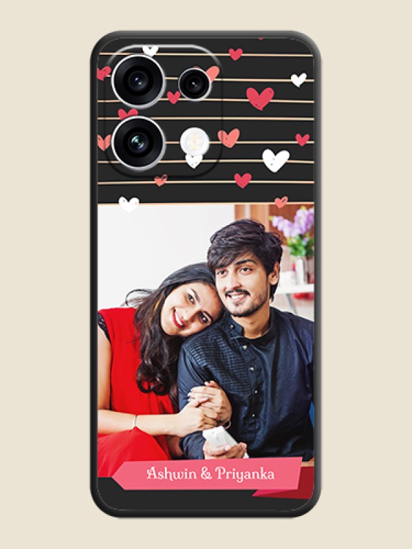 Love Pattern with Name on Pink Ribbon on Photo On Space Black Custom Soft Matte Mobile Back Cover - Oppo Reno 16C 5G