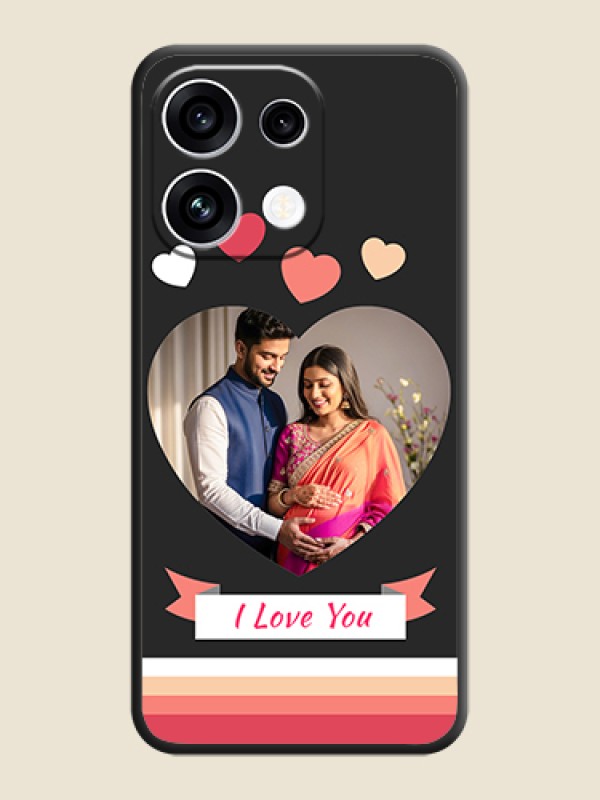 Love Shaped Photo with Colorful Stripes On Space Black Custom Soft Matte Mobile Back Cover - Oppo Reno 16C 5G