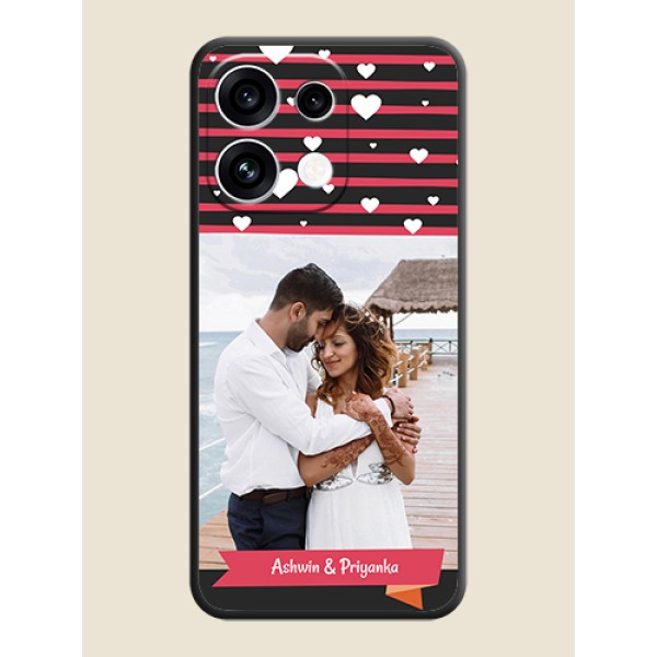 White Color Love Symbols with Pink Lines Pattern On Space Black Custom Soft Matte Mobile Back Cover - Oppo Reno 16C 5G White Color Love Symbols with Pink Lines Pattern On Space Black Custom Soft Matte Mobile Back Cover - Oppo Reno 16C 5G