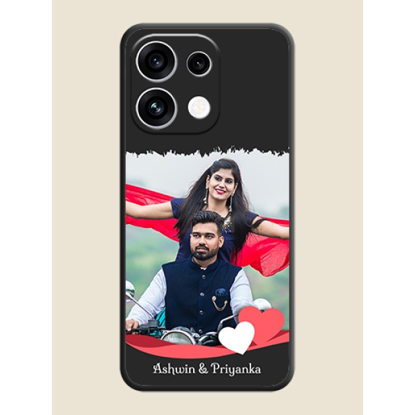 Pin Color Love Shaped Ribbon Design with Text On Space Black Custom Soft Matte Mobile Back Cover - Oppo Reno 16C 5G Pin Color Love Shaped Ribbon Design with Text On Space Black Custom Soft Matte Mobile Back Cover - Oppo Reno 16C 5G