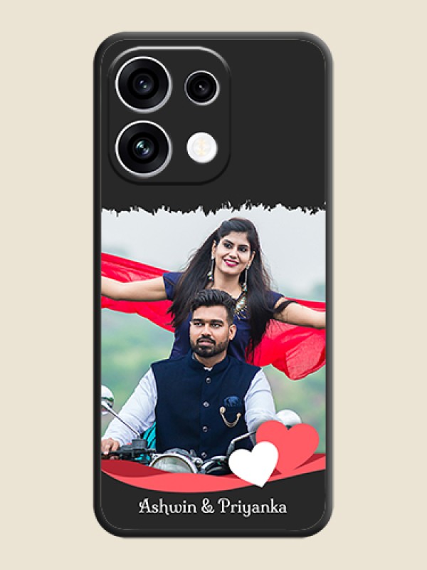 Pin Color Love Shaped Ribbon Design with Text On Space Black Custom Soft Matte Mobile Back Cover - Oppo Reno 16C 5G