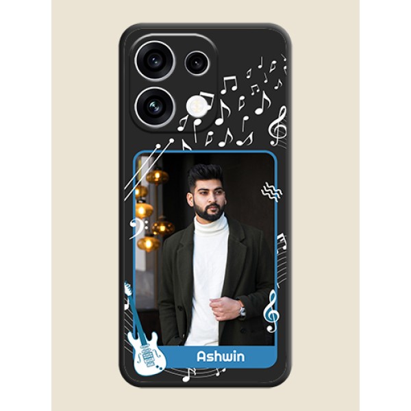 Musical Theme Design with Text on Photo On Space Black Custom Soft Matte Mobile Back Cover - Oppo Reno 16C 5G Musical Theme Design with Text on Photo On Space Black Custom Soft Matte Mobile Back Cover - Oppo Reno 16C 5G
