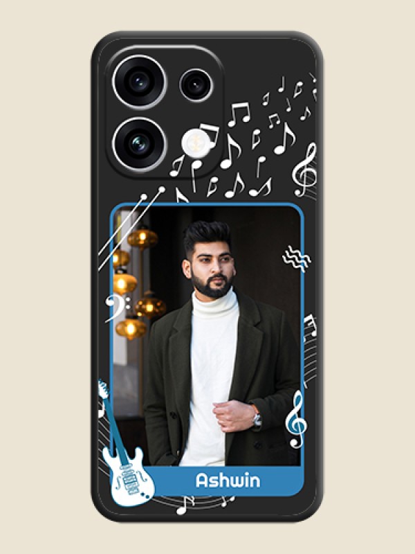 Musical Theme Design with Text on Photo On Space Black Custom Soft Matte Mobile Back Cover - Oppo Reno 16C 5G