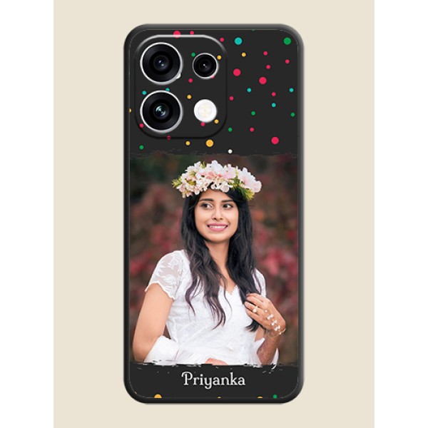 Multicolor Dotted Pattern with Text On Space Black Custom Soft Matte Mobile Back Cover - Oppo Reno 16C 5G