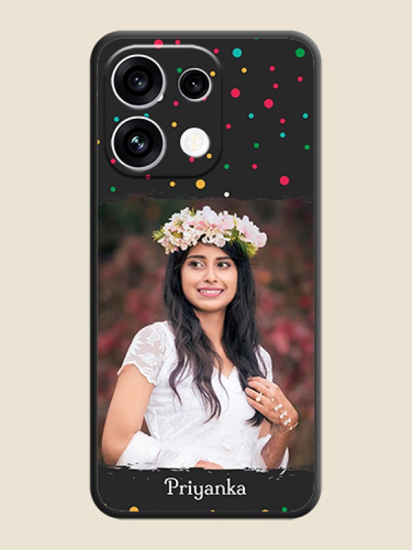 Multicolor Dotted Pattern with Text On Space Black Custom Soft Matte Mobile Back Cover - Oppo Reno 16C 5G