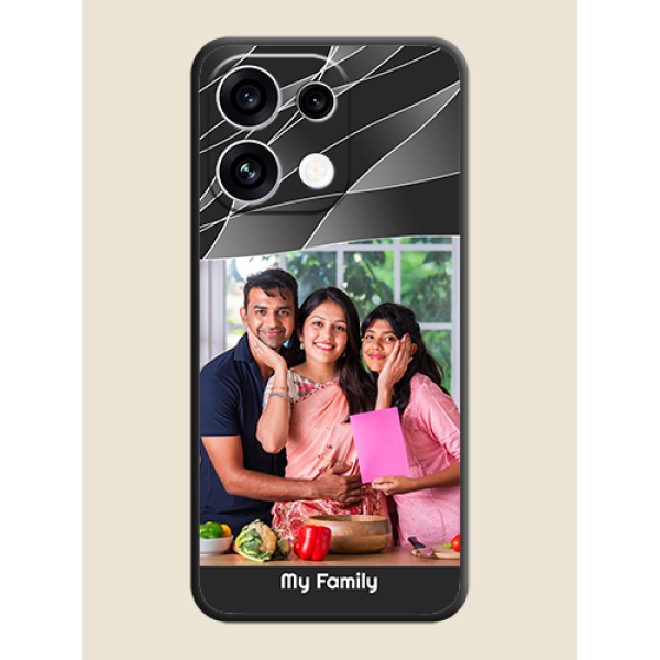 Mixed Wave Lines on Photo On Space Black Custom Soft Matte Mobile Back Cover - Oppo Reno 16C 5G