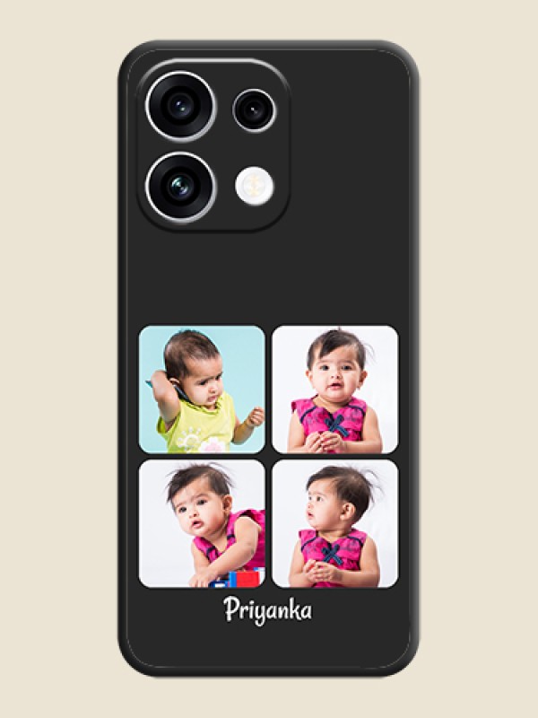 Floral Art with 6 Image Holder on Photo On Space Black Custom Soft Matte Mobile Back Cover - Oppo Reno 16C 5G