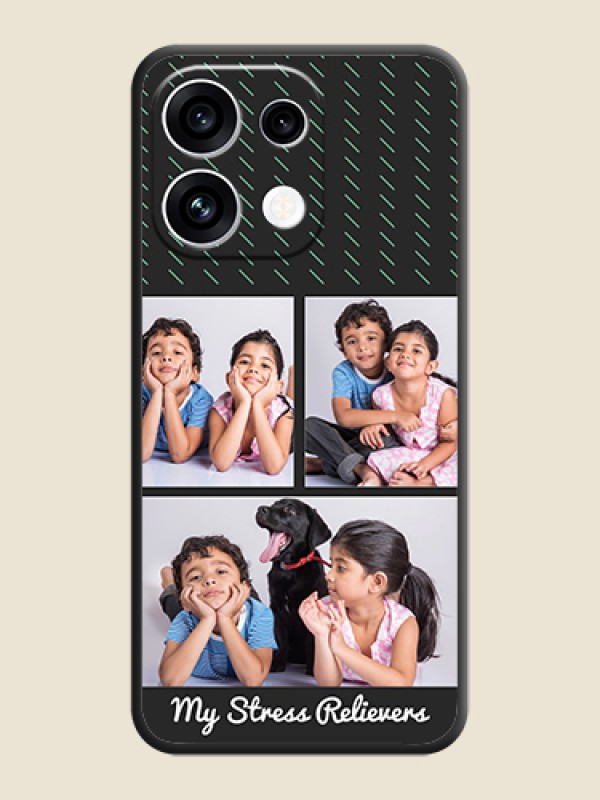 Cross Dotted Pattern with 2 Image Holder On Space Black Custom Soft Matte Mobile Back Cover - Oppo Reno 16C 5G