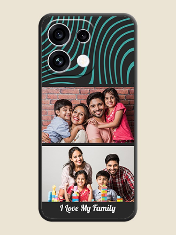Wave Pattern with 2 Image Holder On Space Black Custom Soft Matte Mobile Back Cover - Oppo Reno 16C 5G