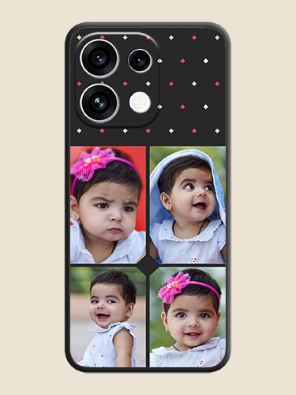 Multicolor Dotted Pattern with 4 Image Holder On Space Black Custom Soft Matte Mobile Back Cover - Oppo Reno 16C 5G