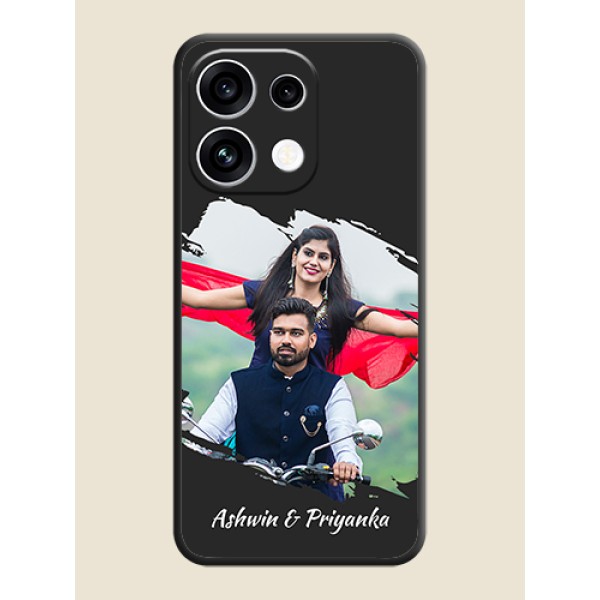 Grunge Brush Strokes on Photo On Space Black Custom Soft Matte Mobile Back Cover - Oppo Reno 16C 5G Grunge Brush Strokes on Photo On Space Black Custom Soft Matte Mobile Back Cover - Oppo Reno 16C 5G