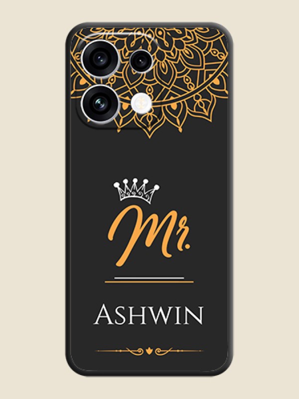Mr Name with Floral Design On Space Black Custom Soft Matte Mobile Back Cover - Oppo Reno 16C 5G