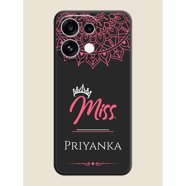 Mrs Name with Floral Design On Space Black Custom Soft Matte Mobile Back Cover - Oppo Reno 16C 5G Mrs Name with Floral Design On Space Black Custom Soft Matte Mobile Back Cover - Oppo Reno 16C 5G