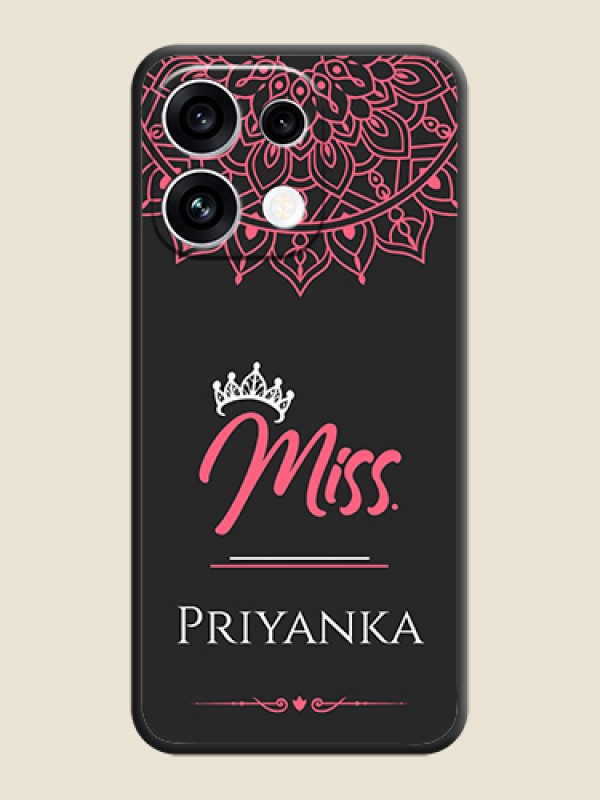 Mrs Name with Floral Design On Space Black Custom Soft Matte Mobile Back Cover - Oppo Reno 16C 5G