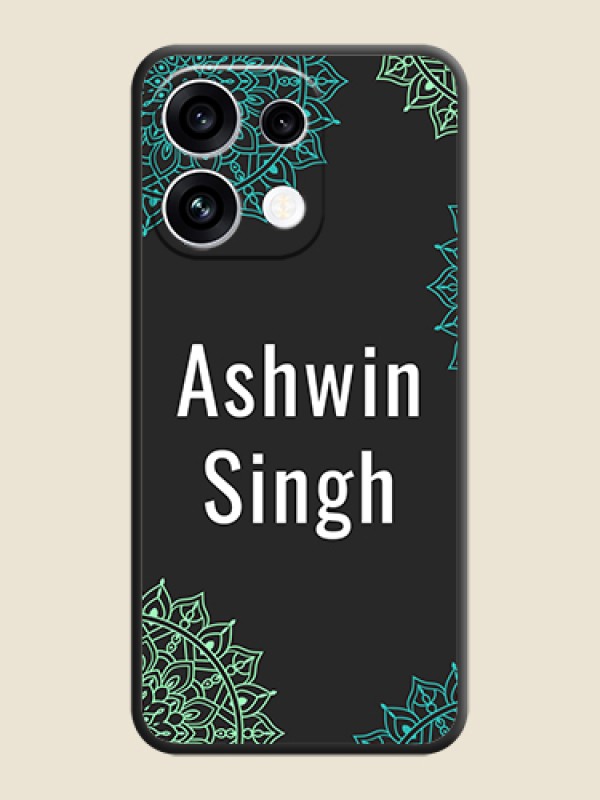 Your Name with Floral Design On Space Black Custom Soft Matte Mobile Back Cover - Oppo Reno 16C 5G