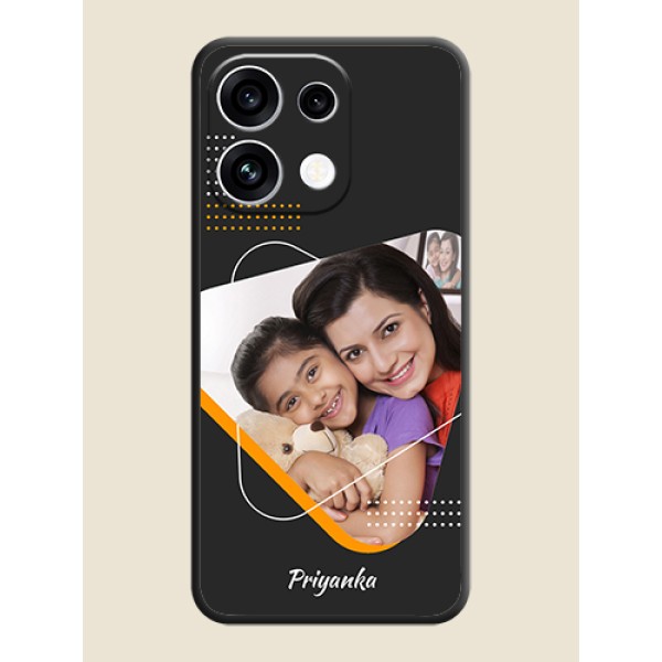 Yellow Triangle on Photo On Space Black Custom Soft Matte Mobile Back Cover - Oppo Reno 16C 5G