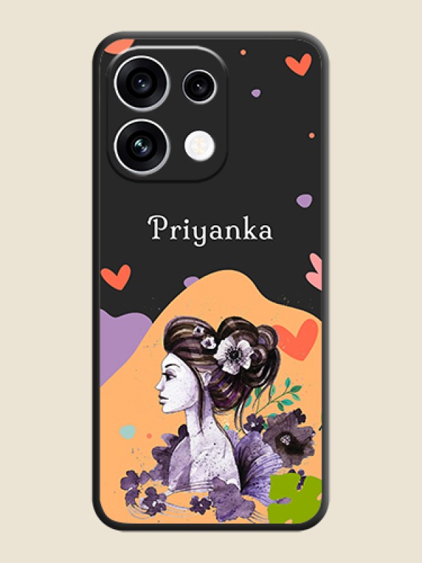 Namecase For Her With Fancy Lady Image On Space Black Custom Soft Matte Mobile Back Cover - Oppo Reno 16C 5G