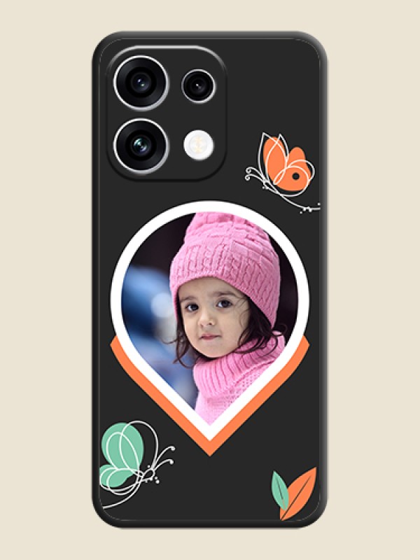 Upload Pic With Simple Butterly Design On Space Black Custom Soft Matte Mobile Back Cover - Oppo Reno 16C 5G
