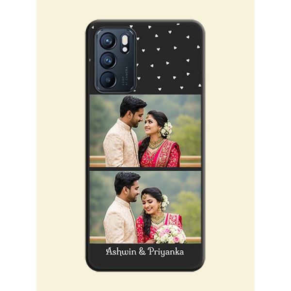 Miniature Love Symbols with Name on Space Black Custom Soft Matte Back Cover - Oppo Reno 6 5G Miniature Love Symbols with Name on Space Black Custom Soft Matte Back Cover - Oppo Reno 6 5G