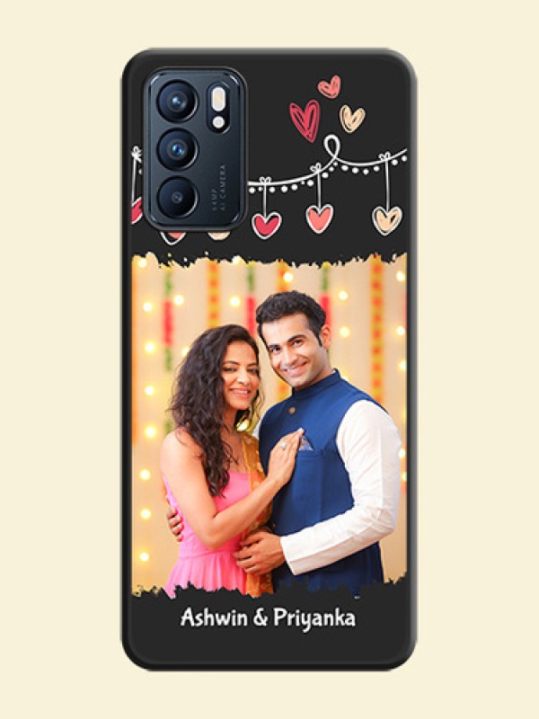 Pink Love Hangings with Name on Space Black Custom Soft Matte Phone Cases - Oppo Reno 6 5G