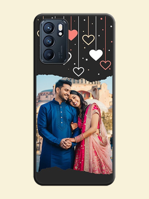 Love Hangings with Splash Wave Picture on Space Black Custom Soft Matte Phone Back Cover - Oppo Reno 6 5G