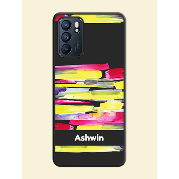 Brush Coloured on Space Black Personalized Soft Matte Phone Covers - Oppo Reno 6 5G Brush Coloured on Space Black Personalized Soft Matte Phone Covers - Oppo Reno 6 5G