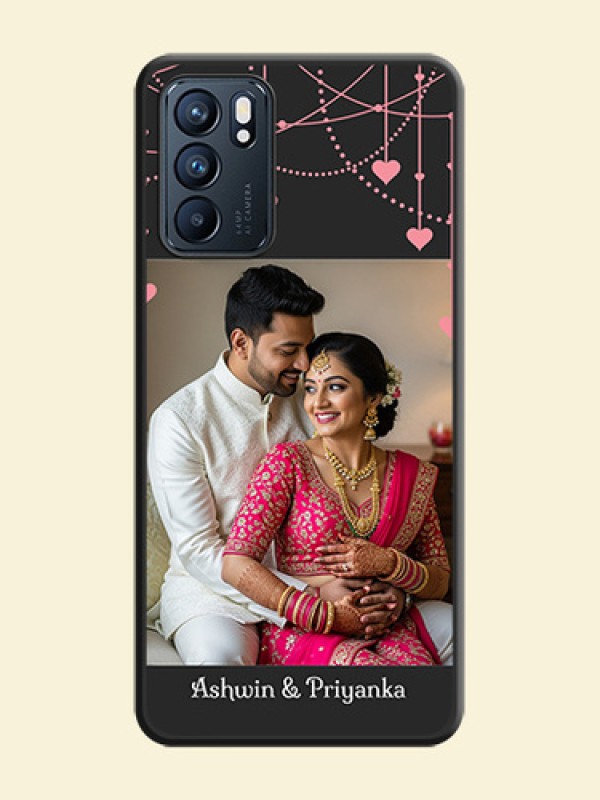 Pink Love Hangings with Text on Space Black Custom Soft Matte Back Cover - Oppo Reno 6 5G