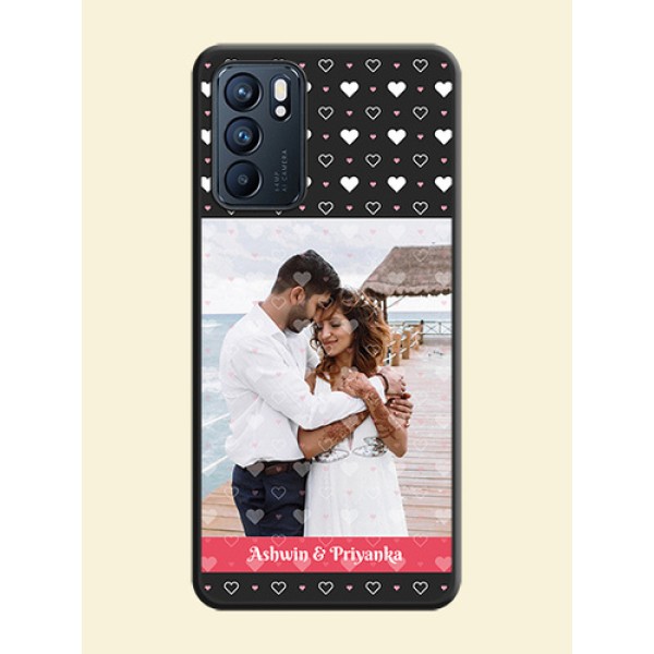 White Color Love Symbols with Text Design on Photo on Space Black Soft Matte Phone Cover - Oppo Reno 6 5G White Color Love Symbols with Text Design on Photo on Space Black Soft Matte Phone Cover - Oppo Reno 6 5G