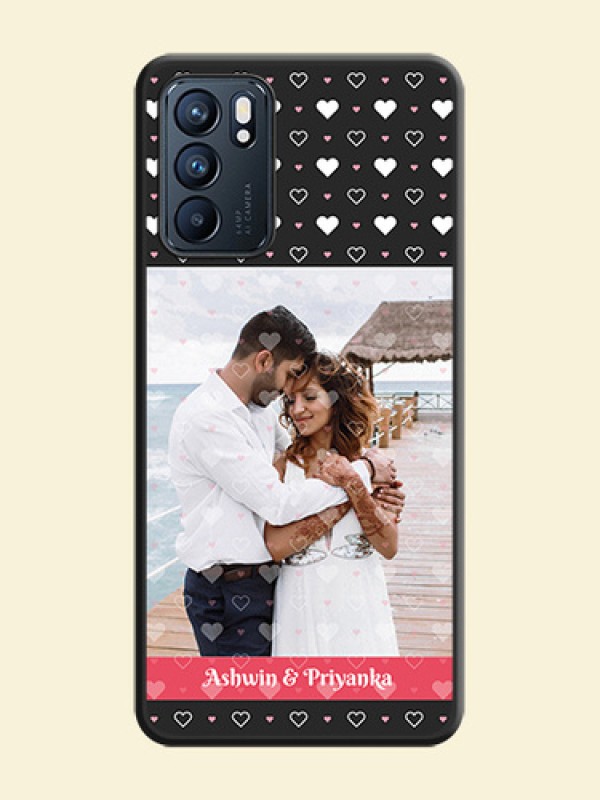 White Color Love Symbols with Text Design on Photo on Space Black Soft Matte Phone Cover - Oppo Reno 6 5G
