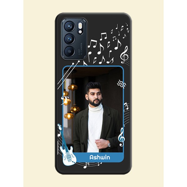 Musical Theme Design with Text on Photo on Space Black Soft Matte Mobile Case - Oppo Reno 6 5G Musical Theme Design with Text on Photo on Space Black Soft Matte Mobile Case - Oppo Reno 6 5G