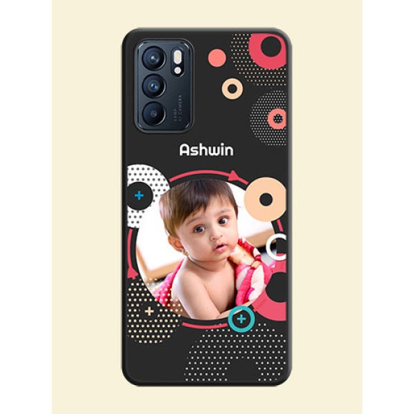 Multicoloured Round Image on Personalised Space Black Soft Matte Cases - Oppo Reno 6 5G Multicoloured Round Image on Personalised Space Black Soft Matte Cases - Oppo Reno 6 5G