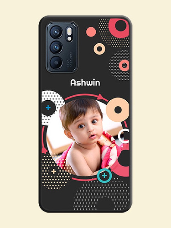 Multicoloured Round Image on Personalised Space Black Soft Matte Cases - Oppo Reno 6 5G