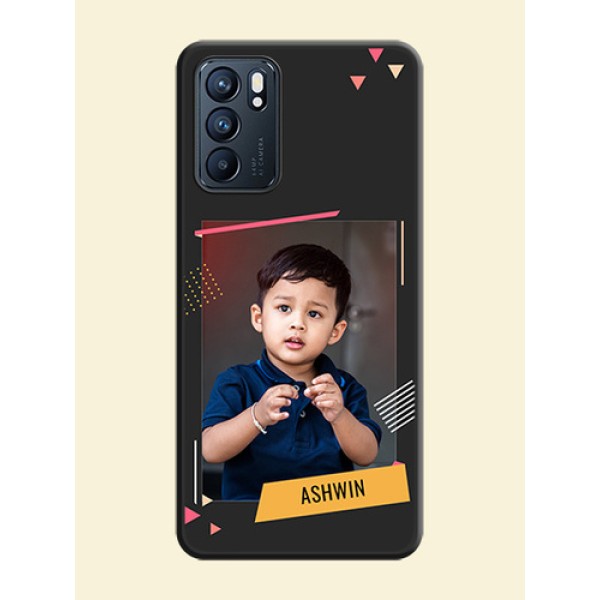 Photo Frame with Triangle Small Dots on Photo on Space Black Soft Matte Back Cover - Oppo Reno 6 5G Photo Frame with Triangle Small Dots on Photo on Space Black Soft Matte Back Cover - Oppo Reno 6 5G