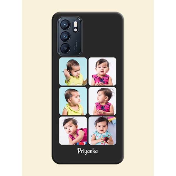 Floral Art with 6 Image Holder on Photo on Space Black Soft Matte Mobile Case - Oppo Reno 6 5G